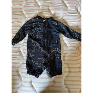 Navy Romper with Dinosaur Print